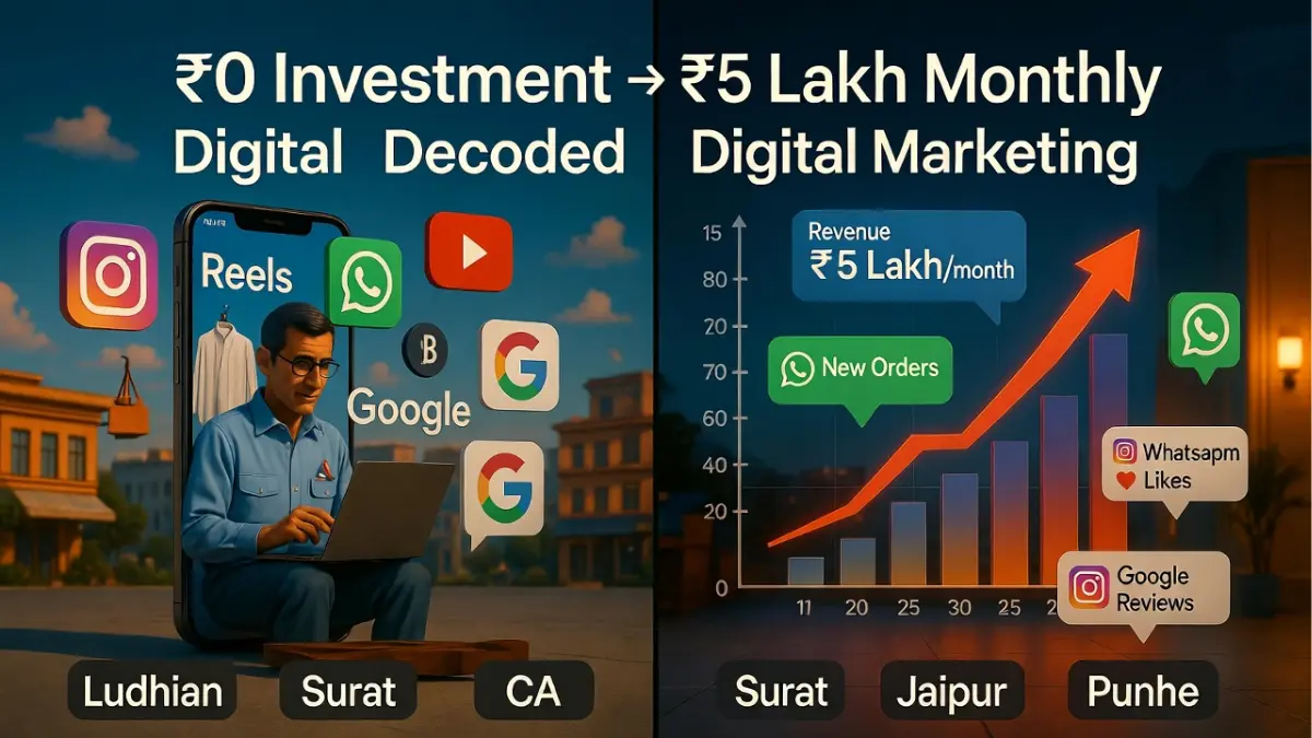 Digital Marketing Decoded – ₹0 Investment Se ₹5 Lakh Monthly Business Growth Ka Formula